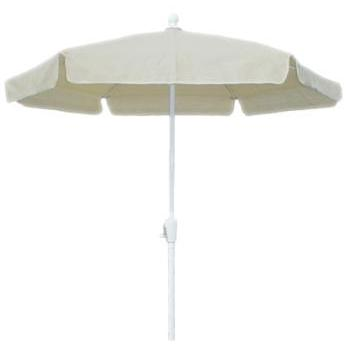 7.5' Hex Home Garden Umbrella 6 Rib Crank White with Natural Vinyl Coated Weave Canopy
