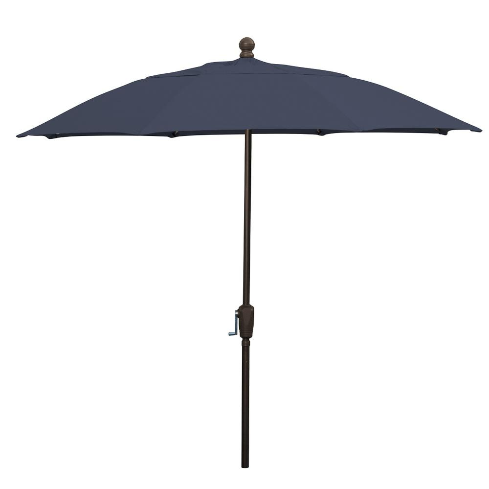 9' Oct Home Patio Umbrella 8 Rib Crank Champagne Bronze with Navy Blue spun acrylic canopy