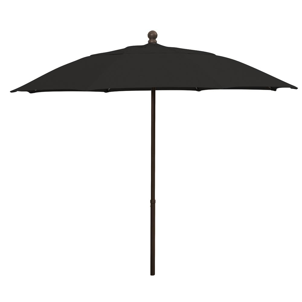 9' Oct Patio Umbrella 6 Rib Push Up Champagne Bronze with Black Spun Poly Canopy, 9HPUCB-Black