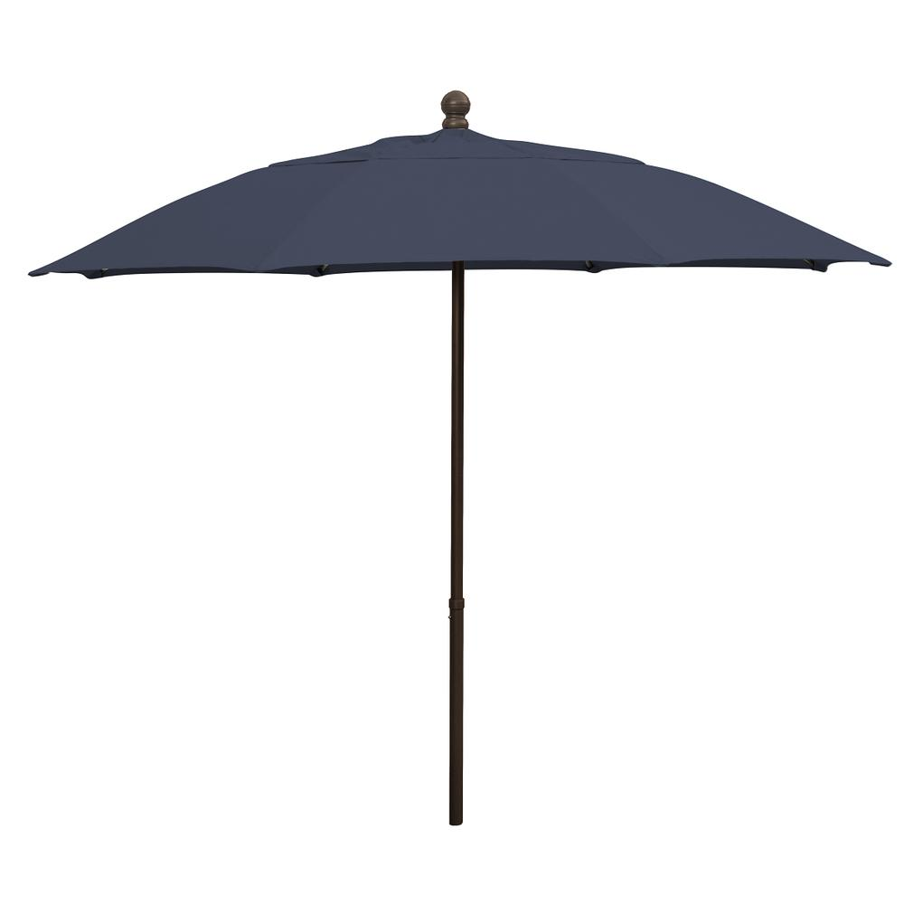 9' Oct Patio Umbrella 6 Rib Push Up Champagne Bronze with Navy Blue Spun Poly Canopy, 9HPUCB-Navy Blue
