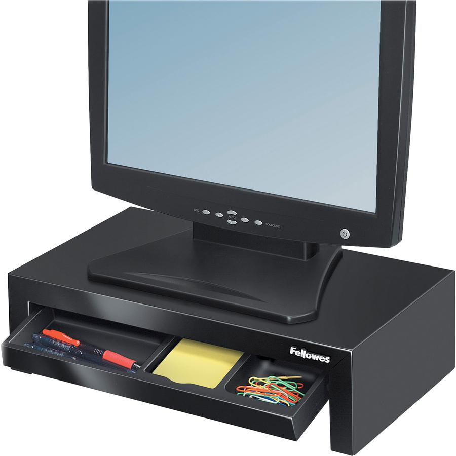 Fellowes Designer Suites™ Monitor Riser - Up to 21" Screen Support - 40 lb Load Capacity - 4.4" Height x 16" Width x 9.4" Depth - Desktop - Black, Pearl