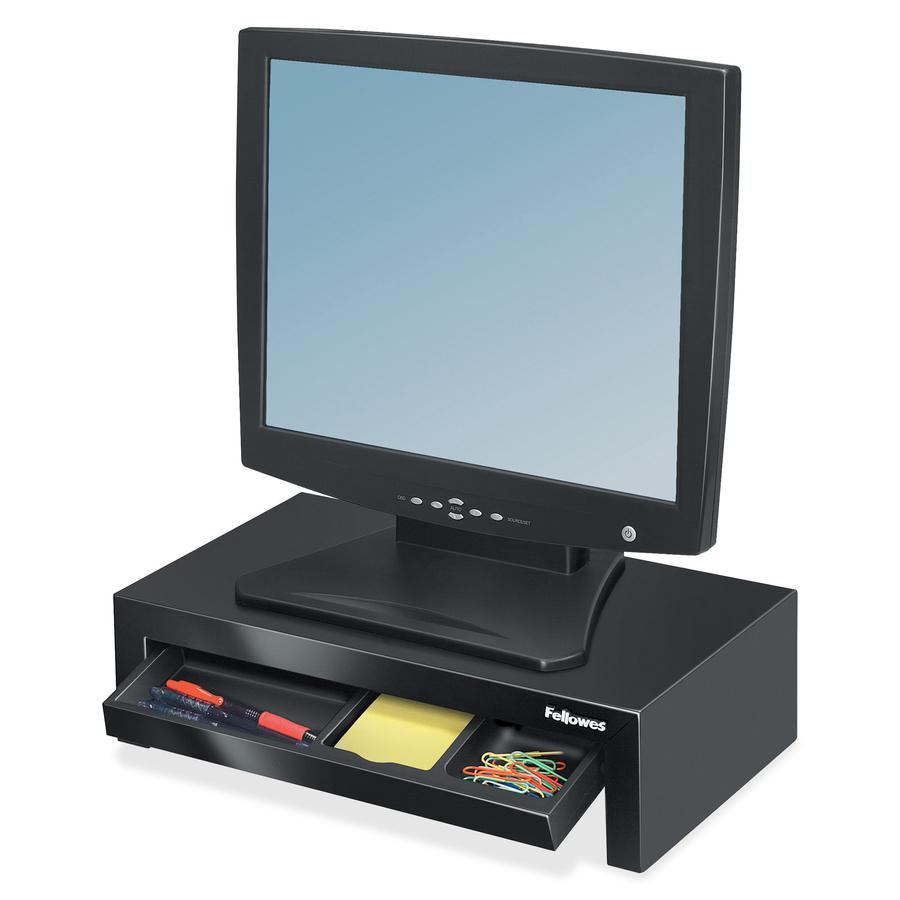Fellowes Designer Suites™ Monitor Riser - Up to 21" Screen Support - 40 lb Load Capacity - 4.4" Height x 16" Width x 9.4" Depth - Desktop - Black, Pearl