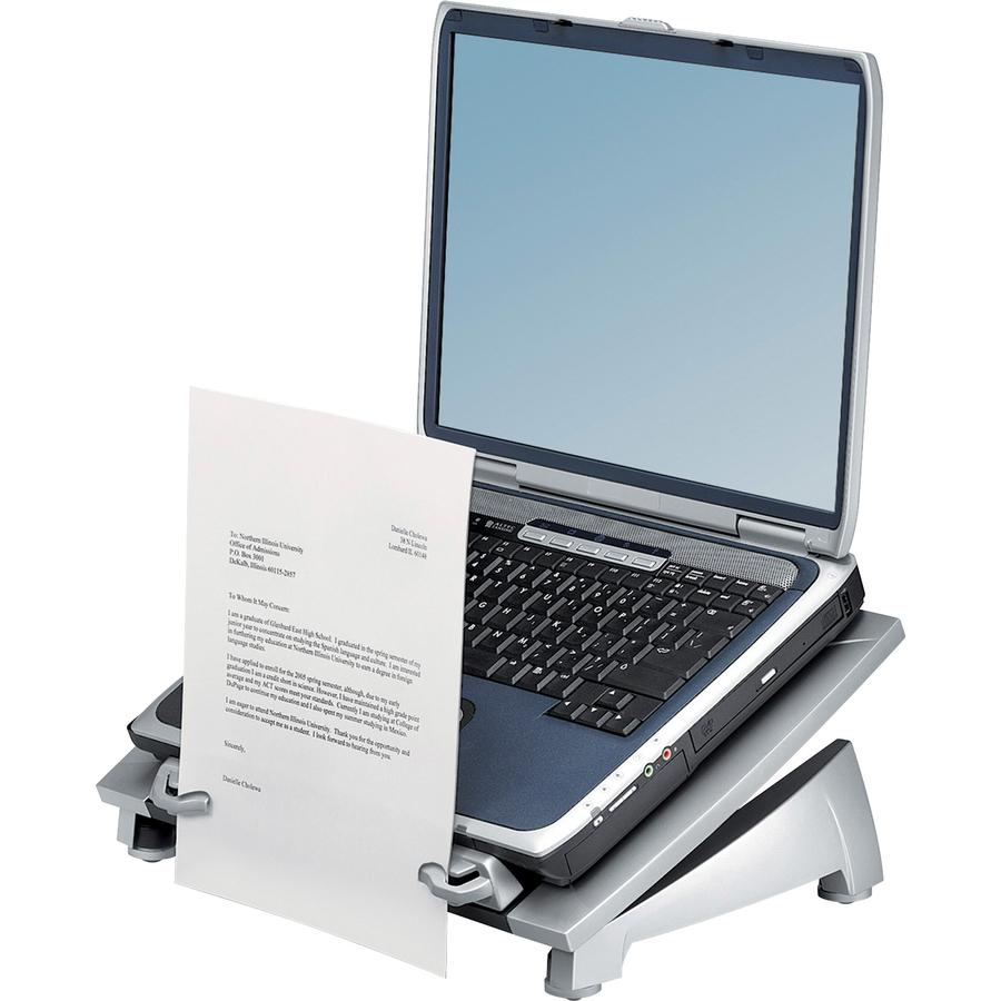 Fellowes Office Suites™ Laptop Riser Plus - Up to 17" Screen Support - 10 lb Load Capacity - 6.5" Height x 15.1" Width x 10.5" Depth - Silver, Black