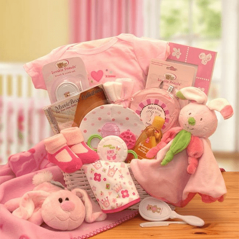 Hunny Bunny's New Baby Gift Basket - baby bath set - baby girl gifts - new baby gift basket - baby gift baskets - baby shower gifts