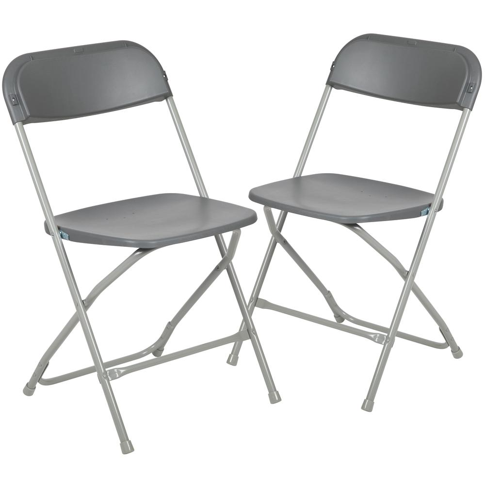 HERCULES Series Gray Plastic Folding Chairs | Set of 2 Lightweight Folding Chairs
