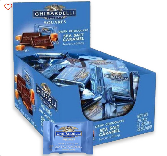 GHIRARDELLI SQUARES CADDY W/ SEA SALT CARAMEL FILLING - DARK (PK 55)