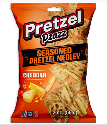 PRETZEL PZAZZ SEASONED PRETZEL MEDLEY PEG BAG-CHEDDAR CHEESE (PK 12)