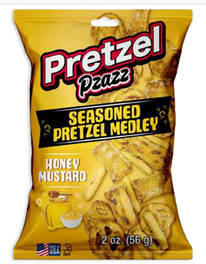 PRETZEL PZAZZ SEASONED PRETZEL MEDLEY PEG BAG-HONEY MUSTARD (PK 12)