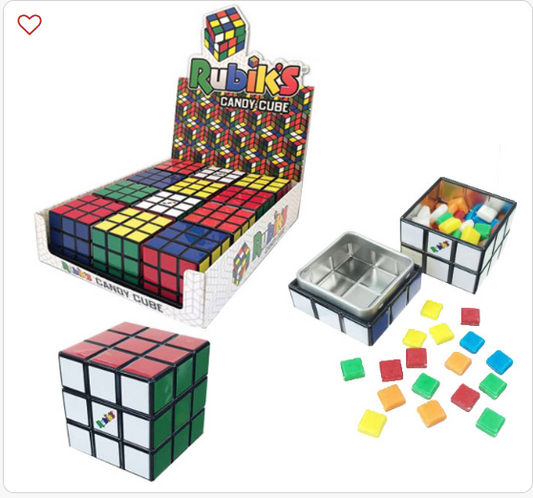 RUBIKS CUBE TIN W/ FRUIT SOURS IN DISPLAY (PK 12)