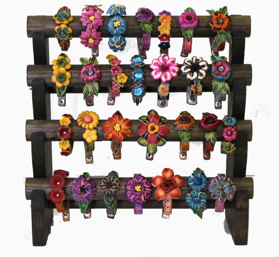 Leather Flower Bracelets Assorted (PK 10)
