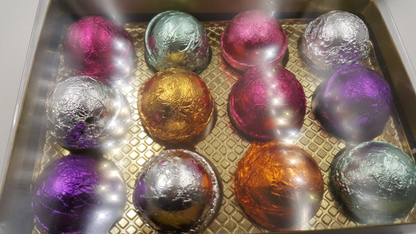 Gift Set for Her with 12 foil wrapped 2.5 oz bath bombs, great for dry skin, Favorite scents for women