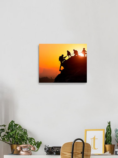 Climbers On The Sunset Wrapped Canvas -Image by Shutterstock