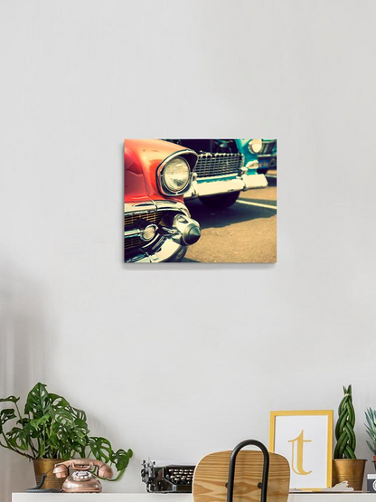 Classic Cars In A Row Wrapped Canvas -Image by Shutterstock