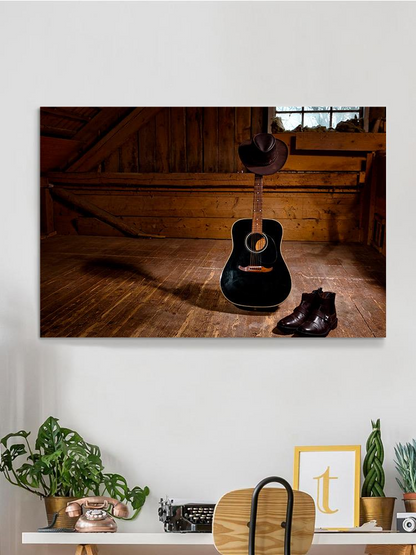 Guitar With Hat And Boots Wrapped Canvas -Image by Shutterstock