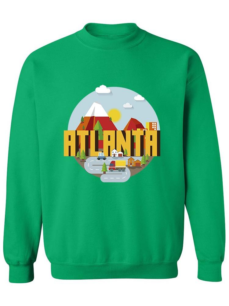 Atlanta Colorful Cartoon Sketch Sweatshirt Women's -Image by Shutterstock