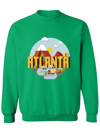 Atlanta Colorful Cartoon Sketch Sweatshirt Women's -Image by Shutterstock