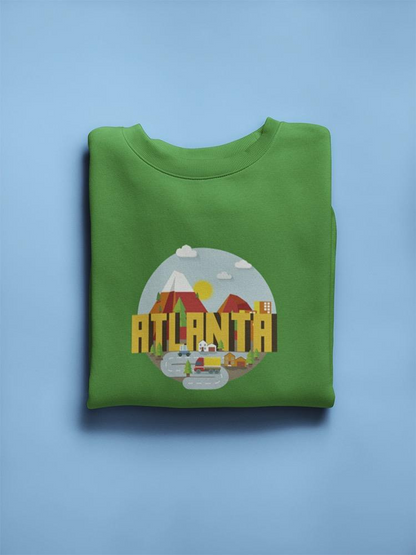 Atlanta Colorful Cartoon Sketch Sweatshirt Women's -Image by Shutterstock