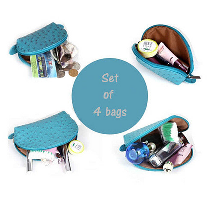 COSMO Cosmetic Faux Ostrich Cases In Set of 4