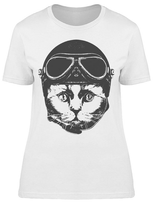 Cat With Pilot Helmet  Tee Women's -Image by Shutterstock