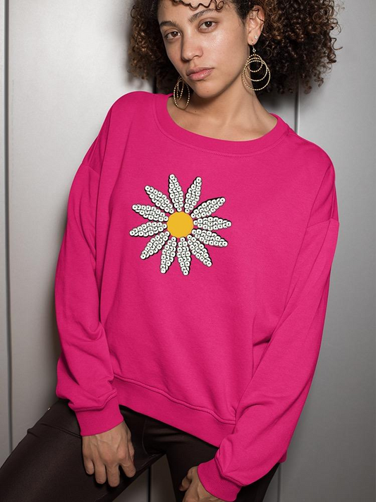 Daisy Sequins Art Sweatshirt Women's -Image by Shutterstock
