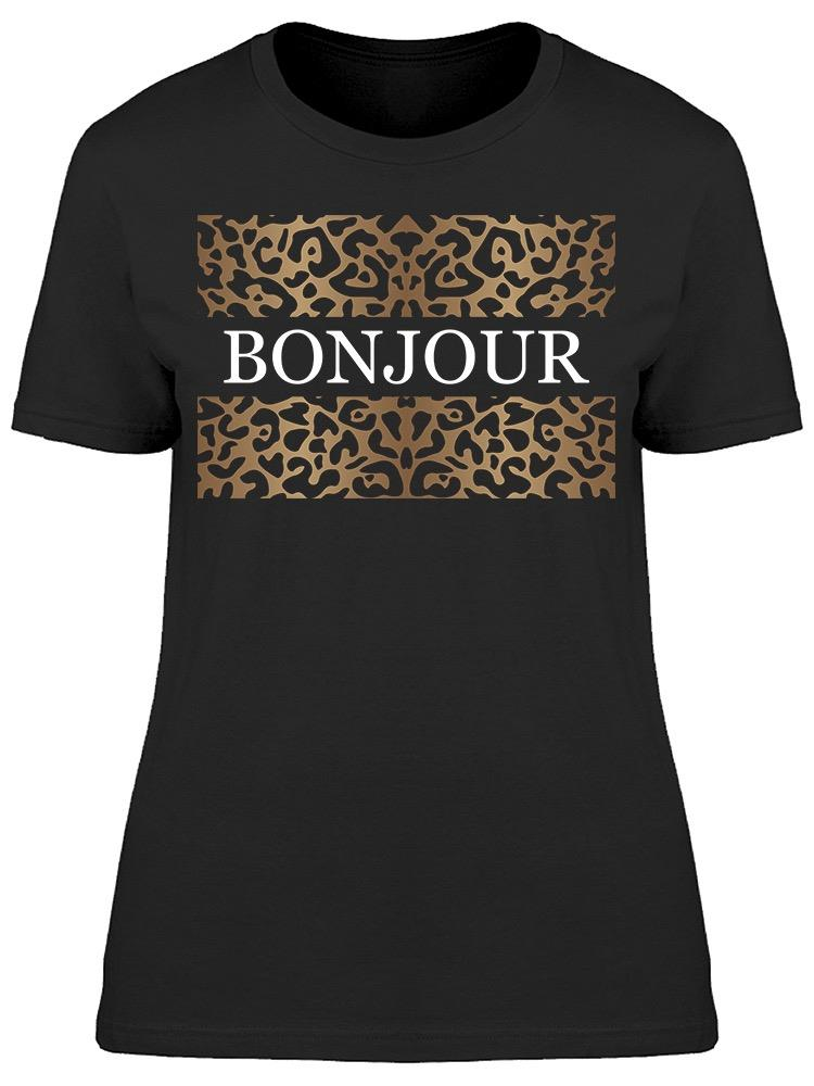 Bonjour Framed In Leopard Print Tee Women's -Image by Shutterstock