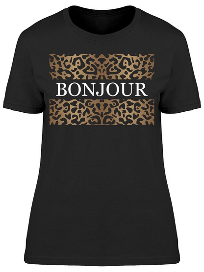 Bonjour Framed In Leopard Print Tee Women's -Image by Shutterstock