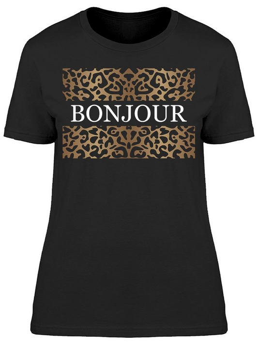 Bonjour Framed In Leopard Print Tee Women's -Image by Shutterstock