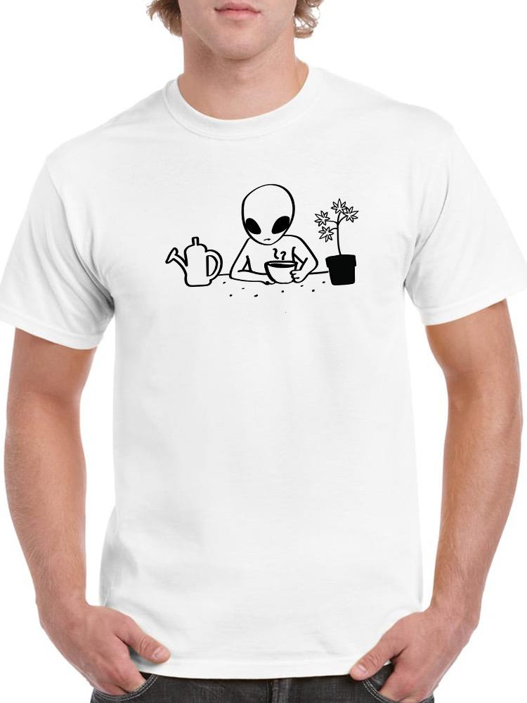 Alien Drinking Coffee T-shirt -SmartPrintsInk Designs