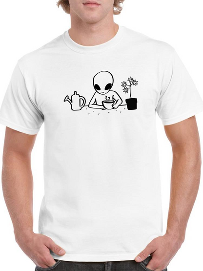 Alien Drinking Coffee T-shirt -SmartPrintsInk Designs
