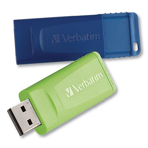 Verbatim 64GB Store 'n' Go USB Flash Drive Pack - 64 GB - USB - Blue, Green - Lifetime Warranty - 2 / Pack