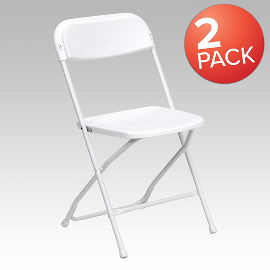 HERCULES Series White Plastic Folding Chairs | Set of 2 Lightweight Folding Chairs