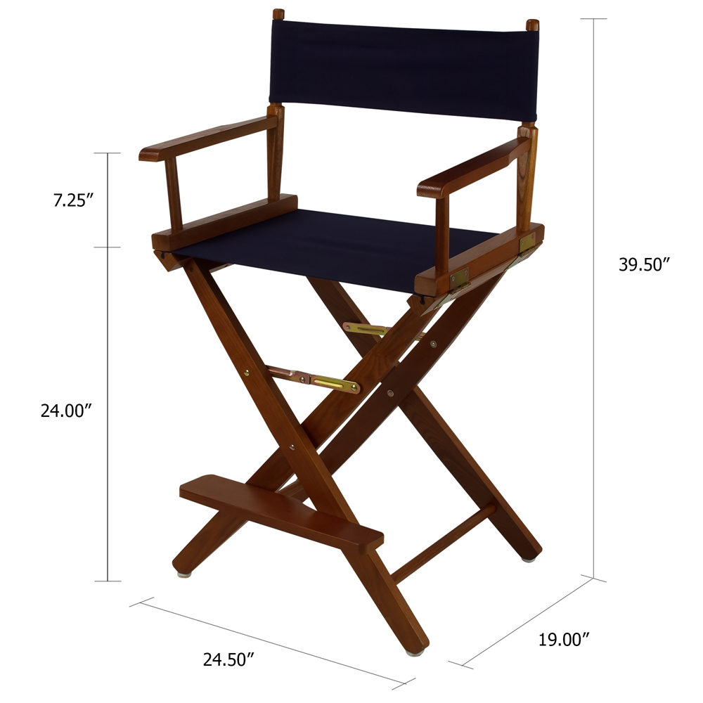American Trails Extra-Wide Premium 24"  Directors Chair Mission Oak Frame W/Navy Color Cover
