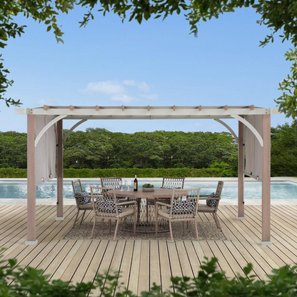 Sunjoy Delrey 12 x 14 ft. Pergola with Adjustable Canopy, Light Gray