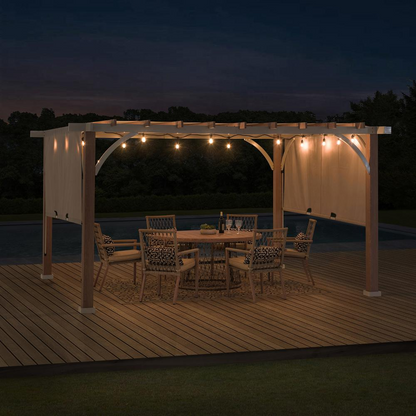 Sunjoy Delrey 12 x 14 ft. Pergola with Adjustable Canopy, Light Gray