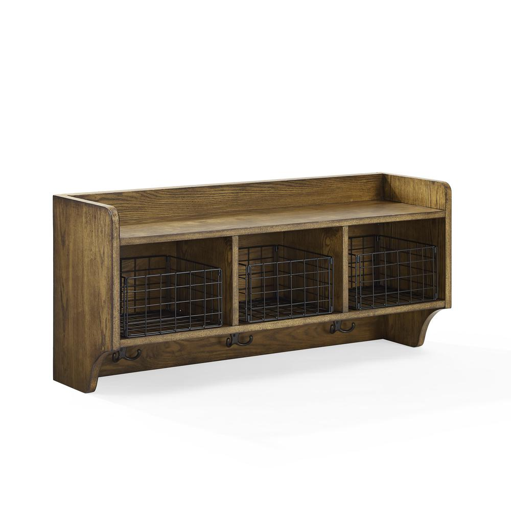 Fremont Entryway Shelf Coffee - Shelf, 3 Galvinized Wire Baskets