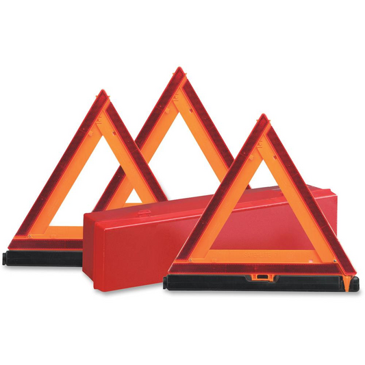 Deflecto Emergency Warning Triangle Kit - 1 Kit - 17.3" Width x 16.5" Height - Triangle Shape - Reflective, Non-flammable - Orange, Red