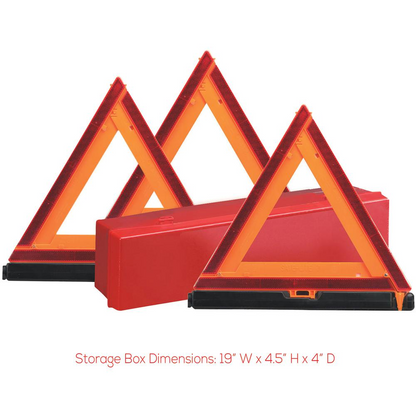 Deflecto Emergency Warning Triangle Kit - 1 Kit - 17.3" Width x 16.5" Height - Triangle Shape - Reflective, Non-flammable - Orange, Red