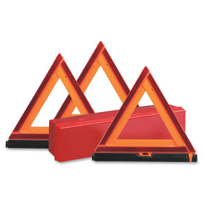 Deflecto Emergency Warning Triangle Kit - 1 Kit - 17.3" Width x 16.5" Height - Triangle Shape - Reflective, Non-flammable - Orange, Red