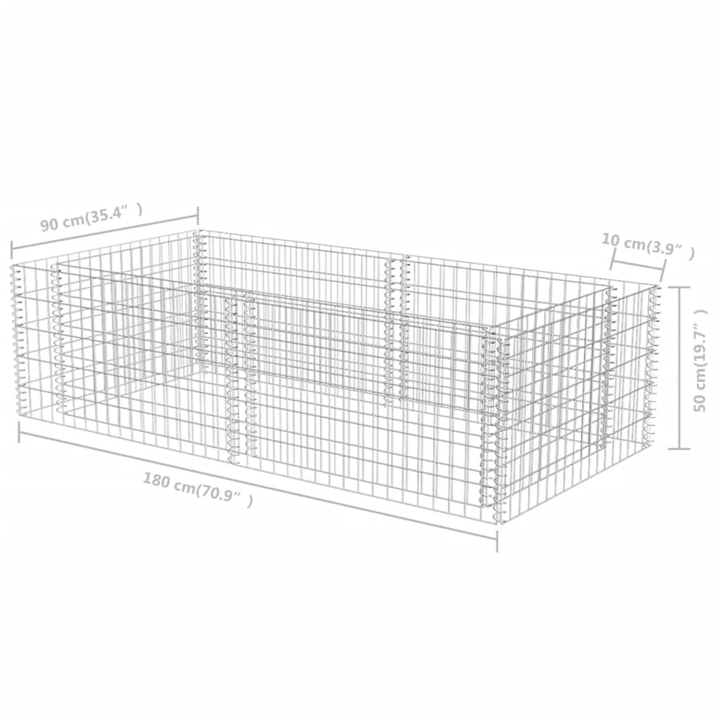 vidaXL Gabion Planter Galvanized Steel 70.9"x35.4"x19.7"