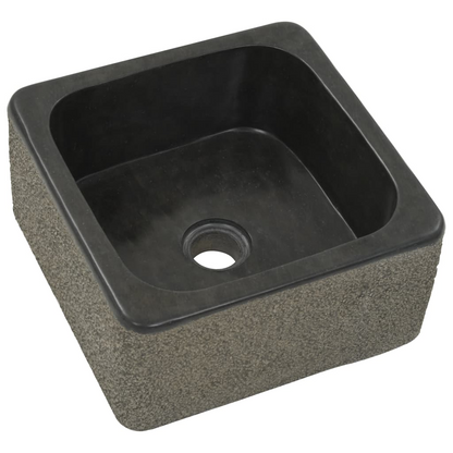 vidaXL Sink 11.8"x11.8"x5.9" Riverstone Black