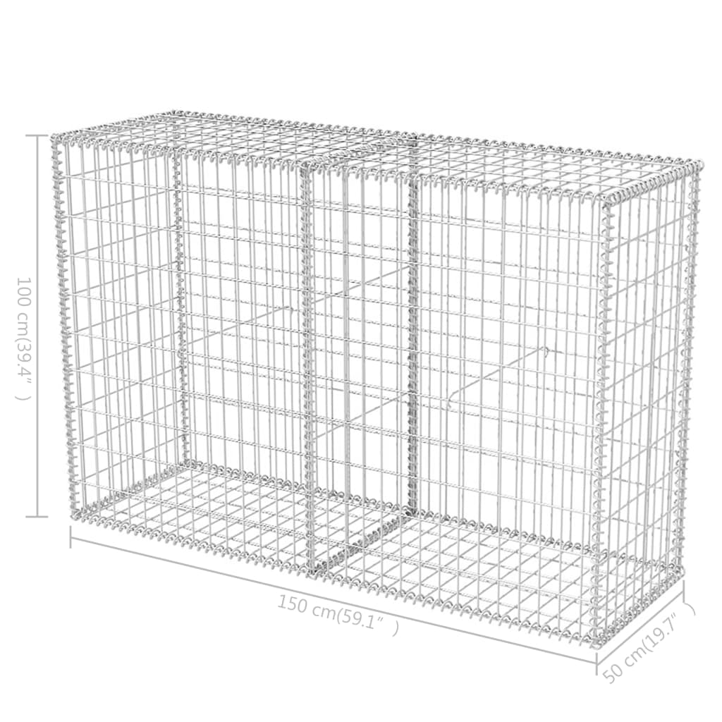 vidaXL Gabion Basket Galvanized Steel 59.1"x19.7"x39.4"