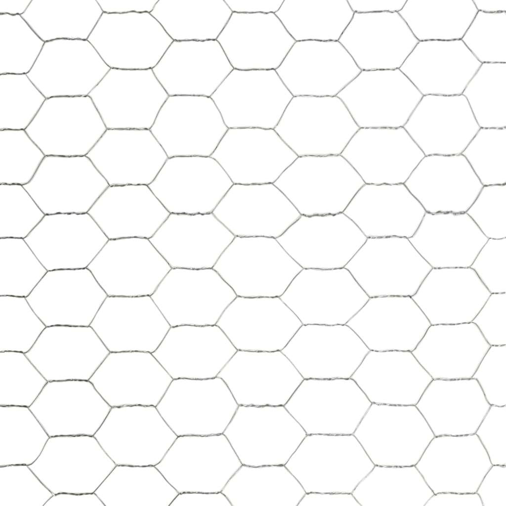 vidaXL Chicken Wire Fence Galvanized Steel 82'x4.9' Silver