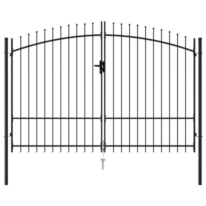 vidaXL Fence Gate Double Door with Spike Top Steel 9.8'x5.7' Black