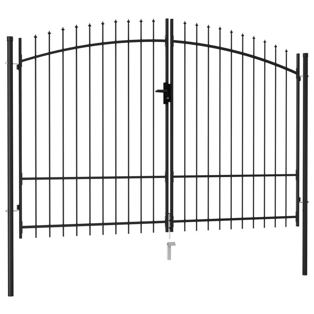 vidaXL Fence Gate Double Door with Spike Top Steel 9.8'x5.7' Black