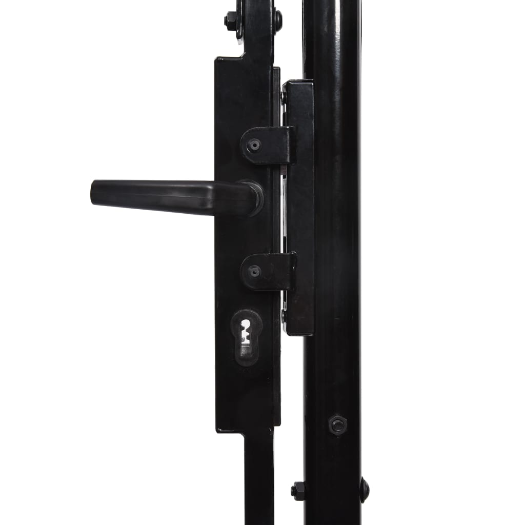 vidaXL Fence Gate Double Door with Spike Top Steel 9.8'x5.7' Black