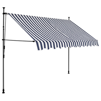 vidaXL Manual Retractable Awning with LED 98.4" Blue and White