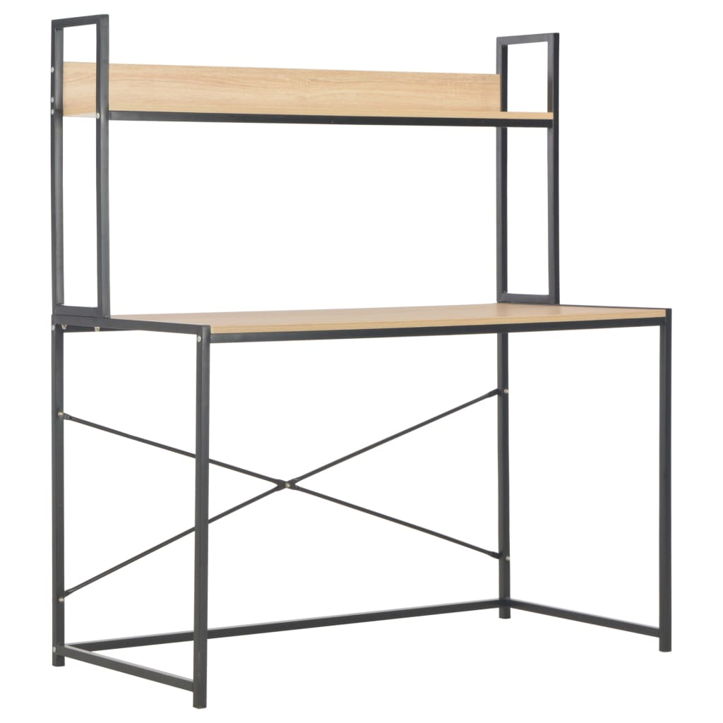 vidaXL Computer Desk Black and Oak 47.2"x23.6"x54.3"