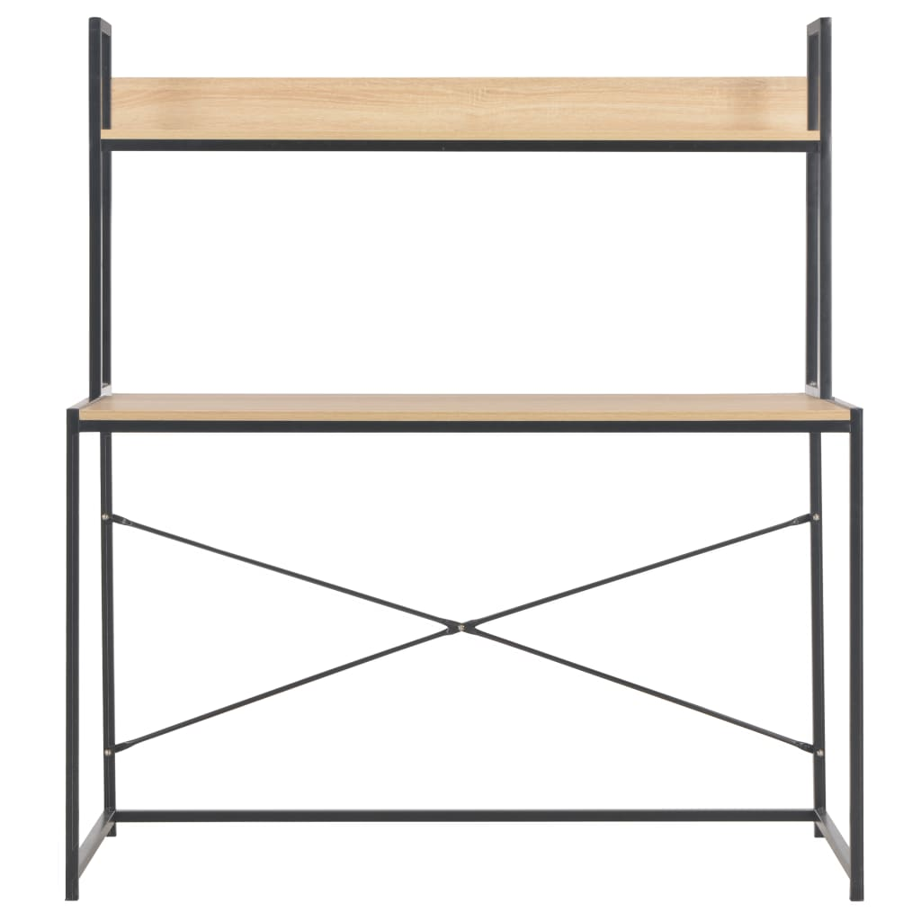 vidaXL Computer Desk Black and Oak 47.2"x23.6"x54.3"