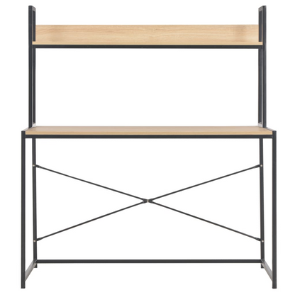 vidaXL Computer Desk Black and Oak 47.2"x23.6"x54.3"