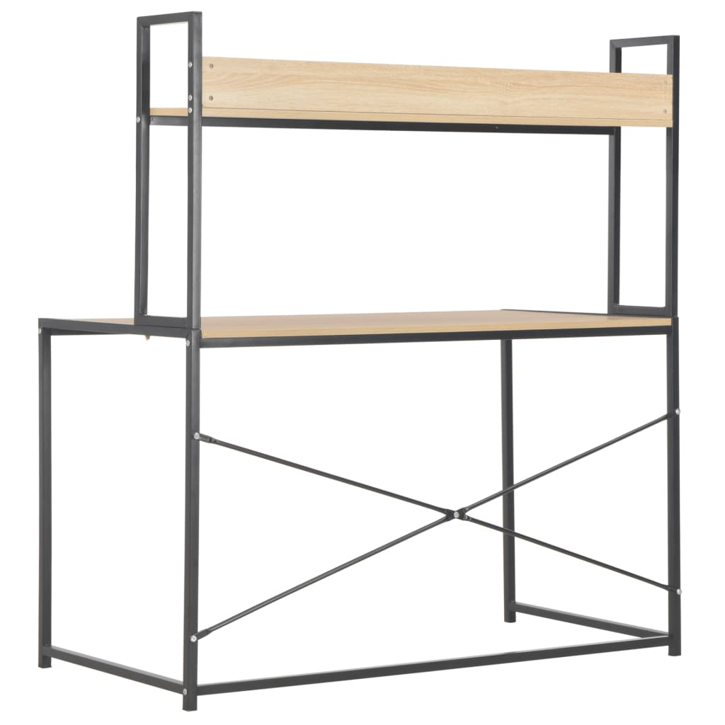 vidaXL Computer Desk Black and Oak 47.2"x23.6"x54.3"